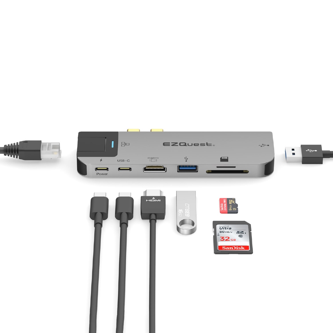 Adaptador de concentrador multimedia USB-C de 8 puertos con 4K 60 Hz y Power Delivery 3.0. 3
